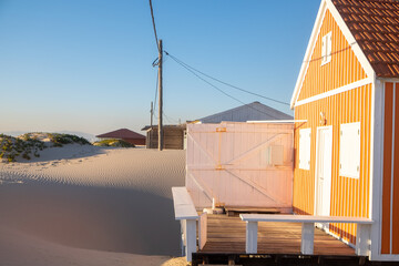 Beach Cabin on Sand in Caparica Portugal