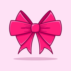 Ribbon Satin Bow Vector Icon Illustration. Gift Bows With Ribbon Flat Icon