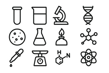 Scientific laboratory icons vector illustration for educational and design projects