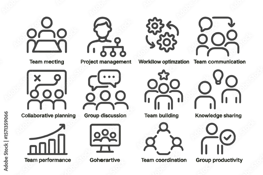 Poster business teamwork concepts vector illustration for workflow and communication design