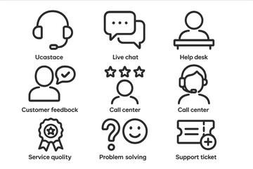 Customer support icons vector illustration for call center and live chat design