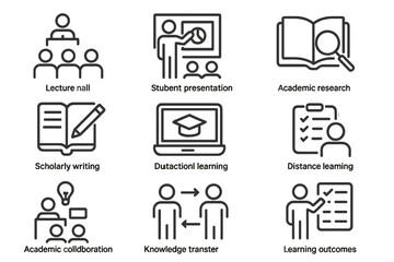 Education and learning icons vector illustration for academic concepts and design