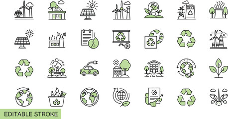 A collection of ecological and environmental icons in a vector format