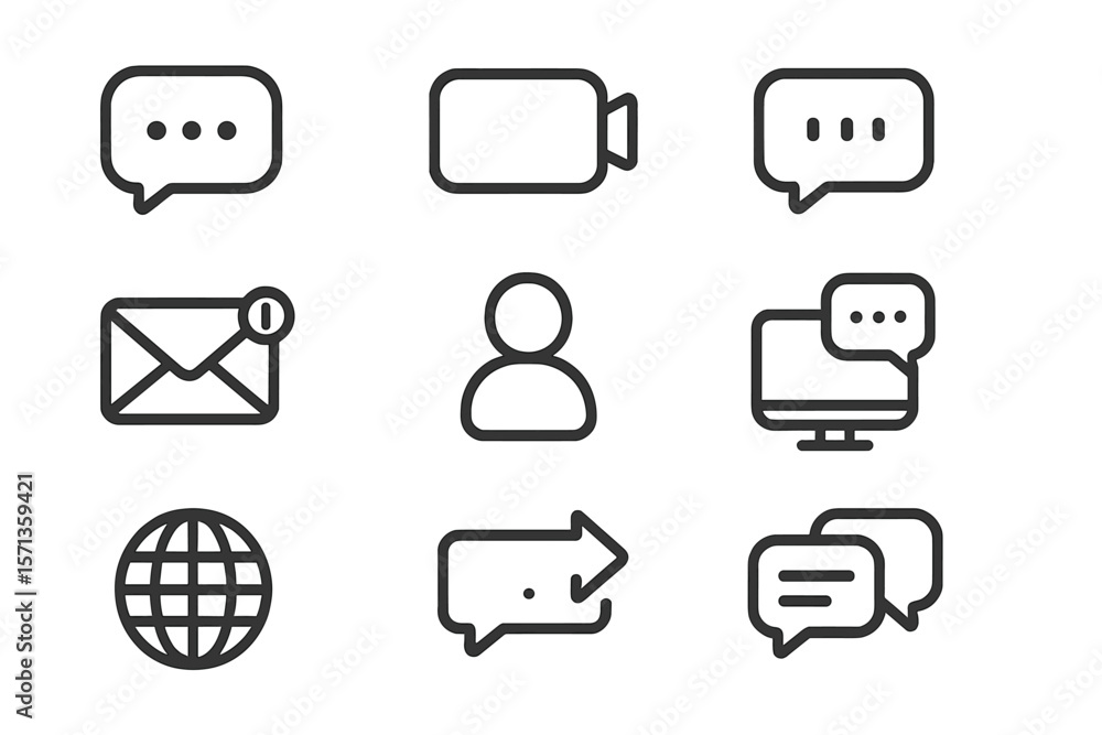 Aufkleber communication icons vector illustration for digital interface and web design in modern style