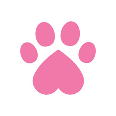 Cute cat, dog paw print. Black, white cutie cat paw black and white colors. Sticker, wall art, background, kids room decoration. Paw ,trail, pet, step, footprint