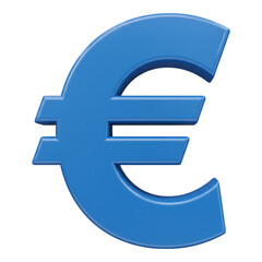 Fototapeta premium Shiny blue euro currency symbol isolated on transparent background