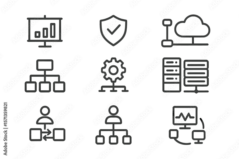Aufkleber abstract network and technology icons vector illustration for digital design projects