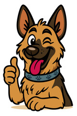 Logo style German Shepherd Dog Vector file. Smiled happy dog vector, thumbs up
