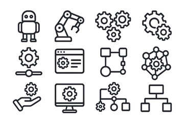 Industrial and technology icons vector illustration for design in flat style