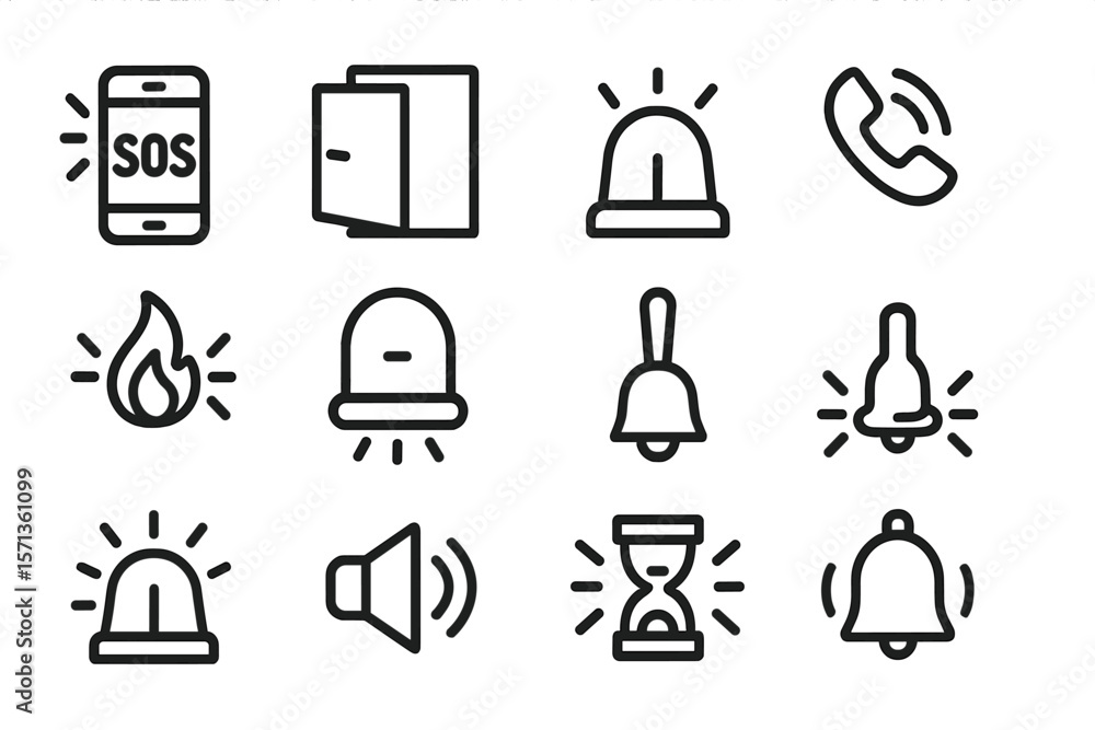 Poster emergency and alert icons vector illustration for web and app design