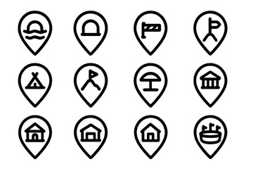 Travel and leisure vector illustration featuring map icons for destinations and activities