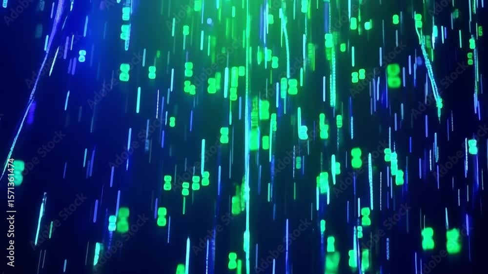Poster futuristic digital data stream with vibrant neon colors and glowing lights abstract background featu