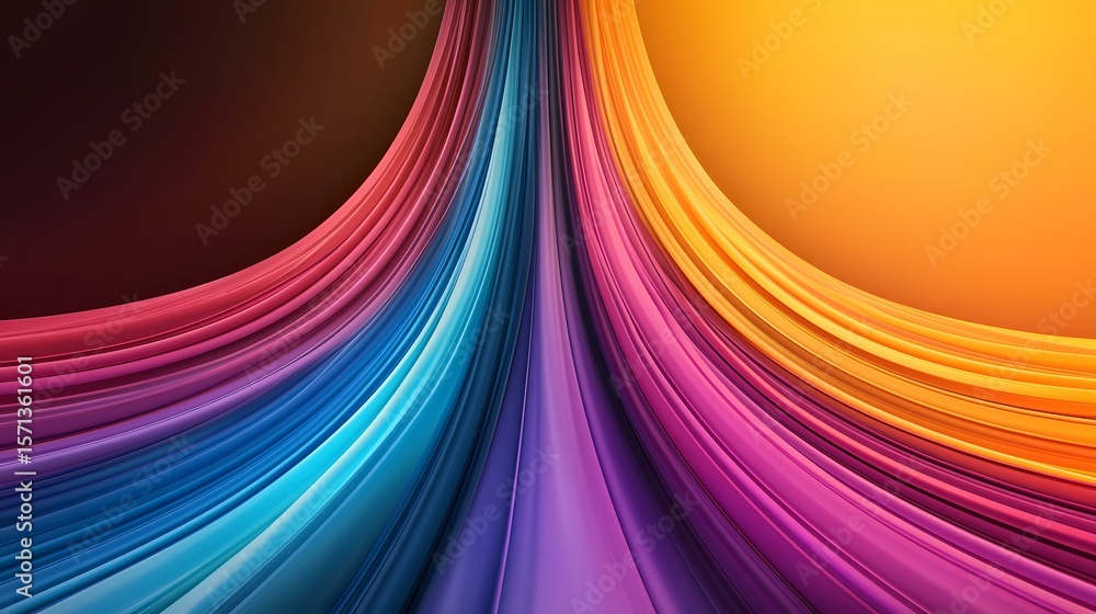 Poster the image contains vibrant, flowing, multicolored streaks of light, creating an abstract, almost tex