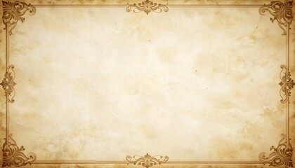 Vintage old paper background with ornate decorative frame and corner elements, classic antique parchment texture design.