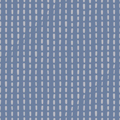 Vertical lines seamless patterned design. Doodle stitching illustrated vector background in gray and blue.