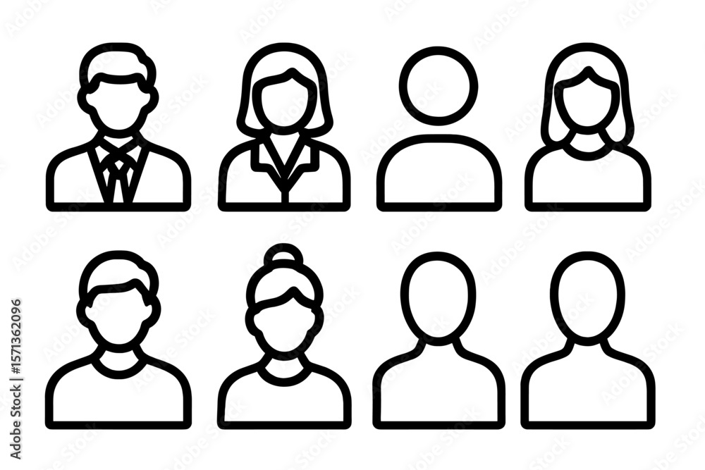 Poster vector illustration of minimalist people icons in grid style for user interface design