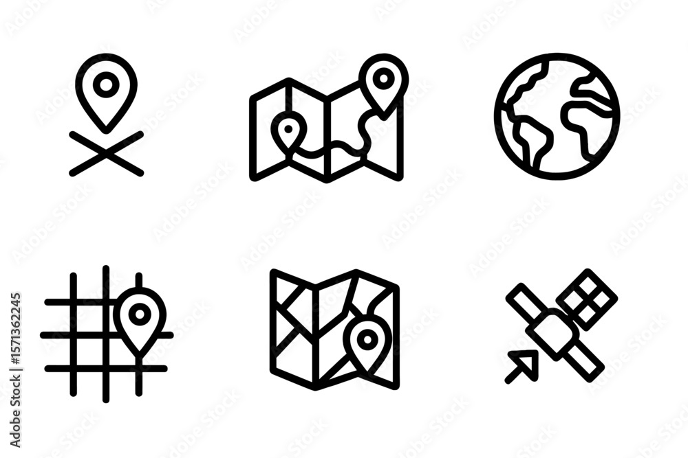 Poster navigation and map vector illustration with location icons for gps and travel design