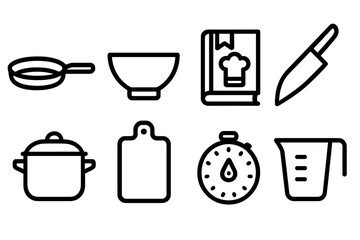 Kitchen tools collection vector illustration for culinary design in minimalist style
