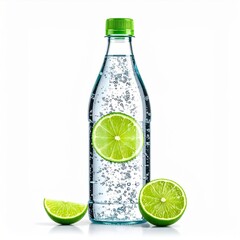 Clear Glass Bottle of Sparkling Lime Water