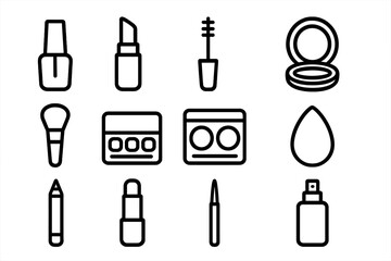 Makeup and beauty tools vector illustration in black and white for cosmetic design and branding