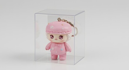 Adorable Pink Macaron-Themed Keychain in Clear Display Box

