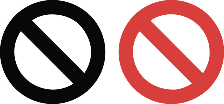 Classic red circle and slash prohibition symbol for no entry or forbidden actions