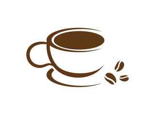 coffee cup logo with minimalist and simple style with outline style