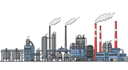 Obraz premium Industrial factory skyline vector illustration in flat style for design projects