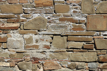 Stone antique old wall as a background or texture. Vintage background of a fortress wall in loft...