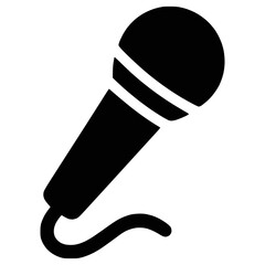 Wired Microphone Silhouette Icon