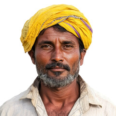 indian farmer portrait isolated on transparent background