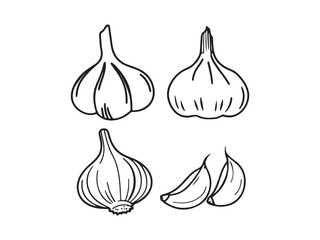 garlic vector icon set design on a white background