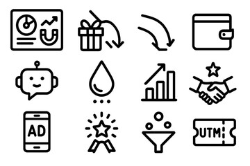 Business and marketing icons vector illustration for design - line style