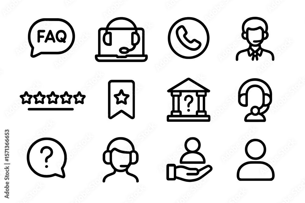 Poster customer support and communication line vector illustration for interface and print design