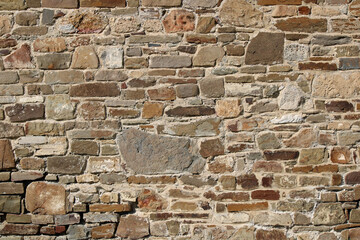 Stone antique old wall as a background or texture. Vintage background of a fortress wall in loft...