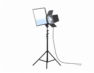Professional studio light equipment isolated on a white background photography studio lighting setup with softbox and barn doors