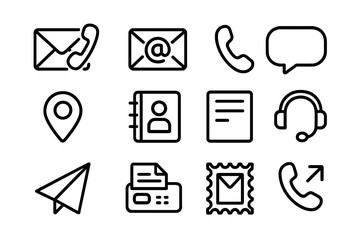 Communication and office icons vector illustration - line style design for digital and print media