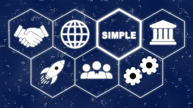 A Business Simple concept. Hi tech motion graphic background, white flickering dots on black background. Business, Technology, Internet and network concept.