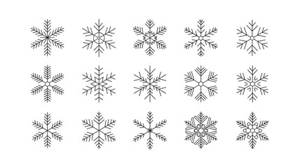 Collection of Line Art Snowflakes for Winter, Christmas, and Holiday Designs