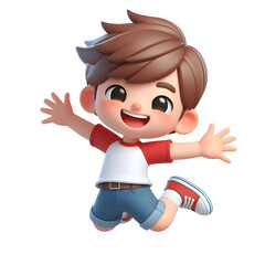  cartoon kid jumping with joy transparent background