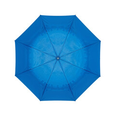 Isolated aerial blue umbrella view offering unique protective element aesthetic appeal on