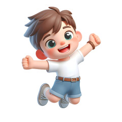  cartoon kid jumping with joy transparent background