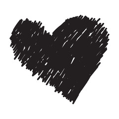 Abstract doodle love hearts on transparent background.