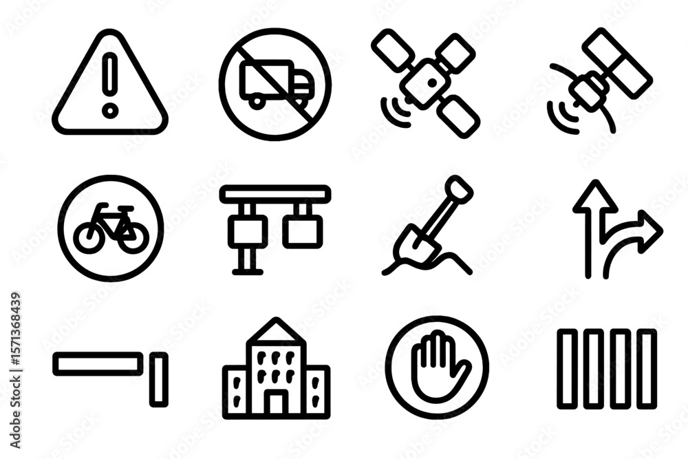 Aufkleber minimalist traffic and navigation icons vector illustration for digital interfaces and prints