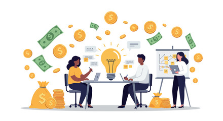 Business strategy and financial growth vector illustration for presentation and design