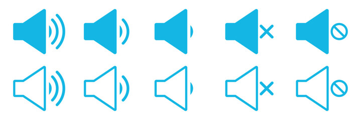 Speaker icon simple flat icon vector symbol. Speaker Sound Icon with Audio Wave Lines. Speaker with Mute Symbol Icon Representing Silent Audio. Sound Waves icon. noise icons symbol. Loud speaker icon.