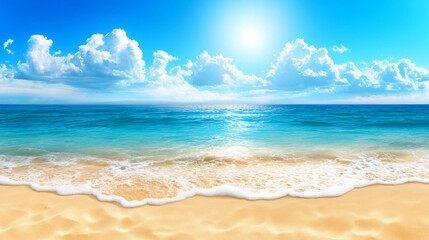Tropical Beach with Crystal Clear Water and Bright Blue Sky, Generative ai