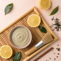 Natural Clay Mask for Radiant Skin with Lemon and Green Tea Benefits