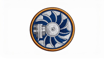 Obraz premium Blue and White Circular Engine Fan Design