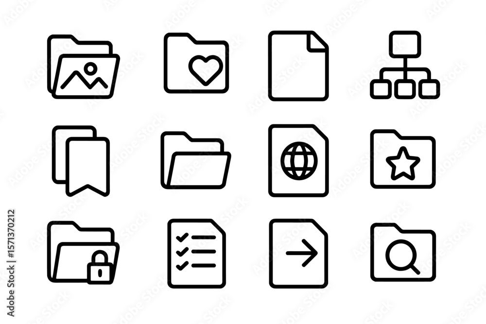 Poster minimalistic icon set vector illustration for digital interface and organization design